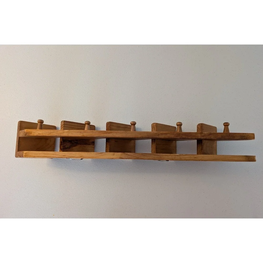Vintage Wood Staircase Wall Shelf 5 Tier Knick Knack Display Peg Rack 19